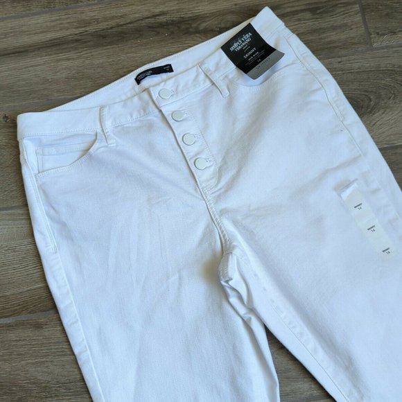 Simply Vera Wang Button Fly Skinny Mid-rise White Denim Jeans Size 14 - Picture 4 of 12